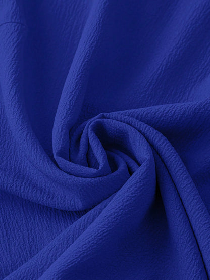 Clasi Plus Size Solid Color Stand Collar Ruffle Hem Elegant Office Shirt