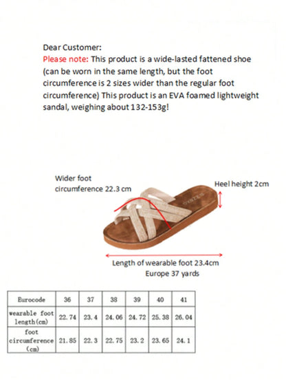 Classic French Romantic Braided Strap Women's Wide-Width Sandals, Minimalist Roman Style, Comfortable Breathable Lightweight Open-Toe Design, Suitable For Indoor/Outdoor, Beach, Daily Wear, Plus Size
