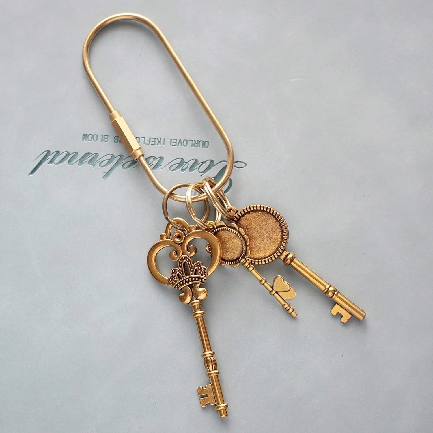 CMVFYL Gold Brass Key Rings, Purse Bag Charms For Handbags, Screw Lock Key Organizer, Carabiner Keychain Clip For Keys