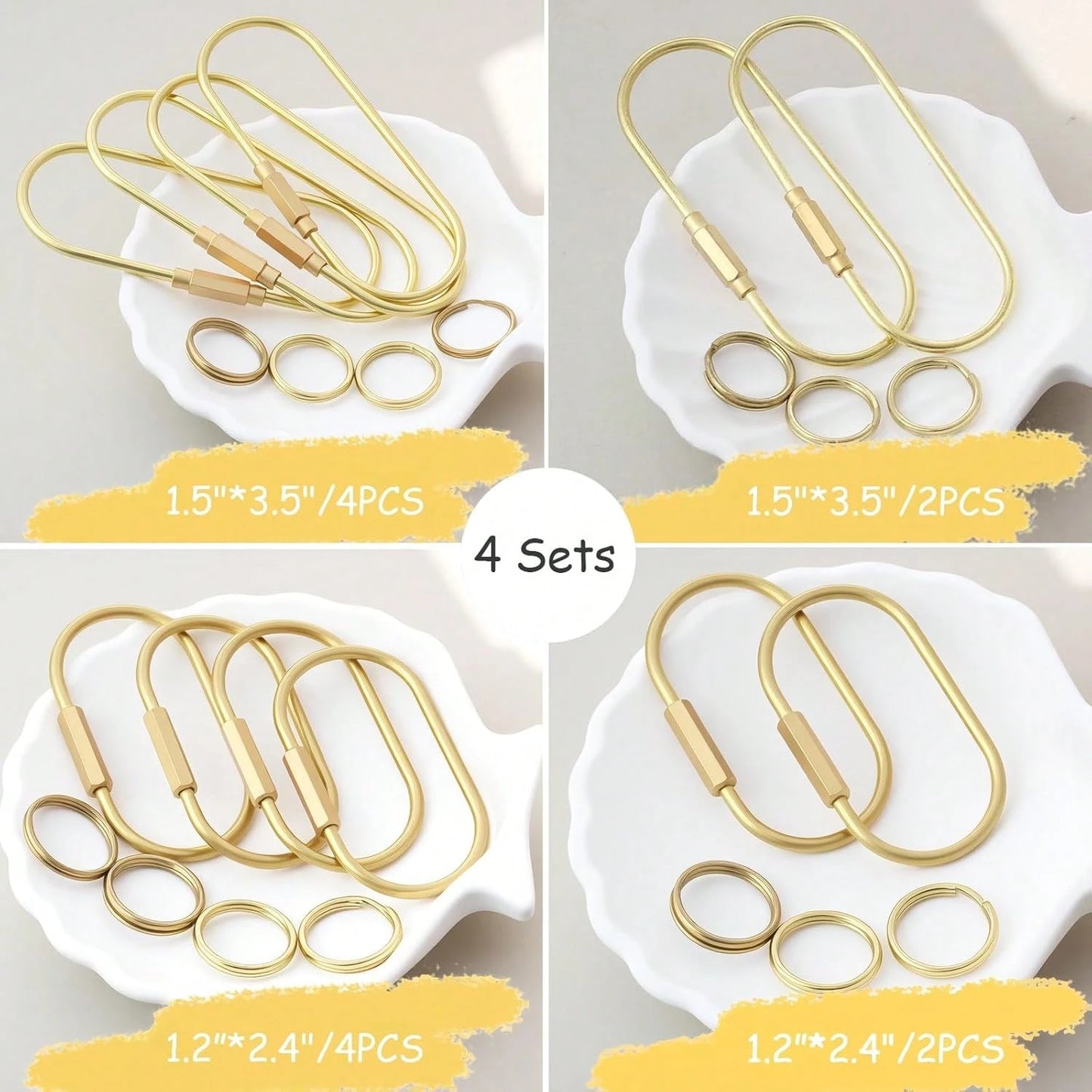CMVFYL Gold Brass Key Rings, Purse Bag Charms For Handbags, Screw Lock Key Organizer, Carabiner Keychain Clip For Keys