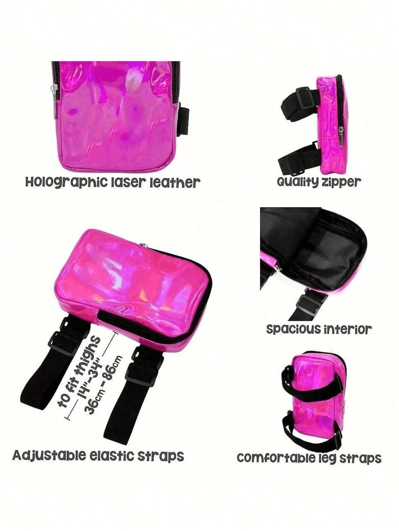 Colorful Holographic Thigh Bag- Phone Holder Unisex Holiday Bag- Rainbow Ankle Bag- Reflective Carnival Bag Sports Bag Waterproof Bag Holiday Beach Travel Vacation Waterproof Phone Bag Summer Swimm