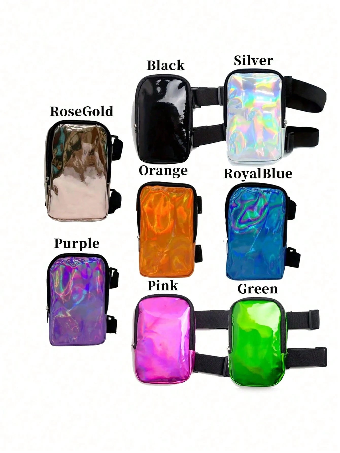 Colorful Holographic Thigh Bag- Phone Holder Unisex Holiday Bag- Rainbow Ankle Bag- Reflective Carnival Bag Sports Bag Waterproof Bag Holiday Beach Travel Vacation Waterproof Phone Bag Summer Swimm