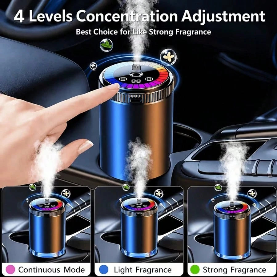 Colorful Music-Synced Car Essential Oil Humidifier Diffuser, Ultrasonic Wide-Angle All-Around Car Mist, Starry Sky Projection Light, Automatic Start And Stop, Three Adjustable Mist Levels, High-Qualit