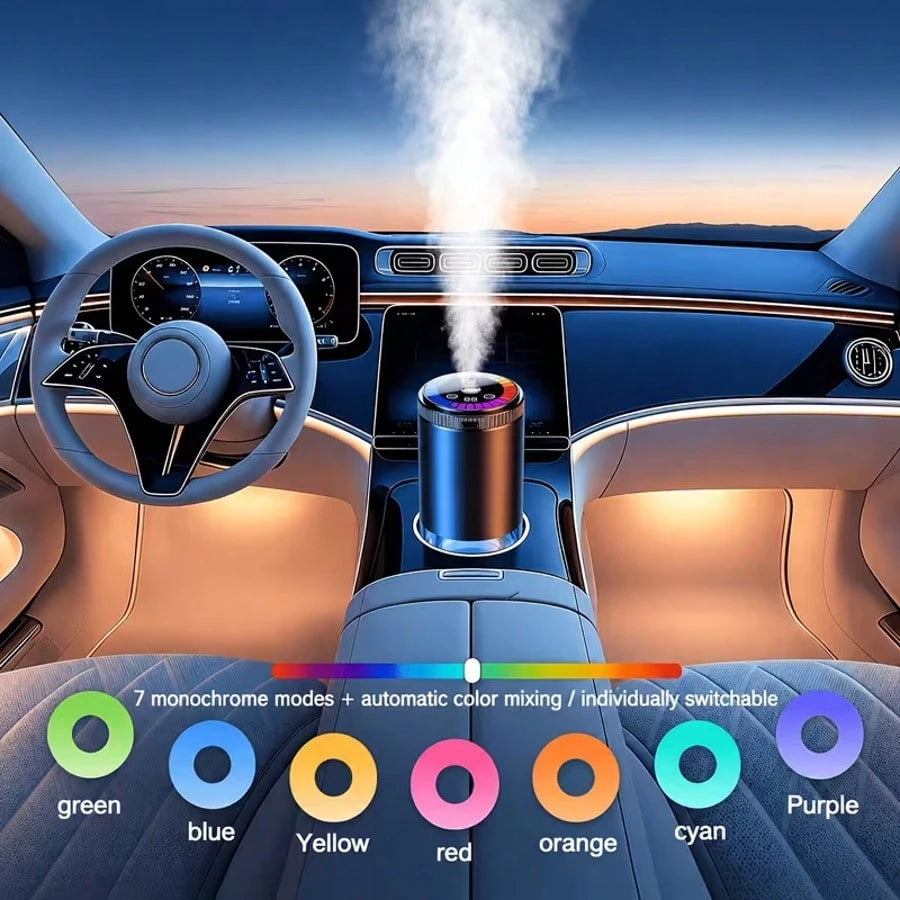 Colorful Music-Synced Car Essential Oil Humidifier Diffuser, Ultrasonic Wide-Angle All-Around Car Mist, Starry Sky Projection Light, Automatic Start And Stop, Three Adjustable Mist Levels, High-Qualit
