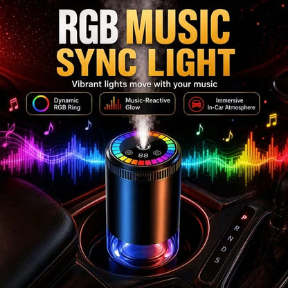 Colorful Music-Synced Car Essential Oil Humidifier Diffuser, Ultrasonic Wide-Angle All-Around Car Mist, Starry Sky Projection Light, Automatic Start And Stop, Three Adjustable Mist Levels, High-Qualit