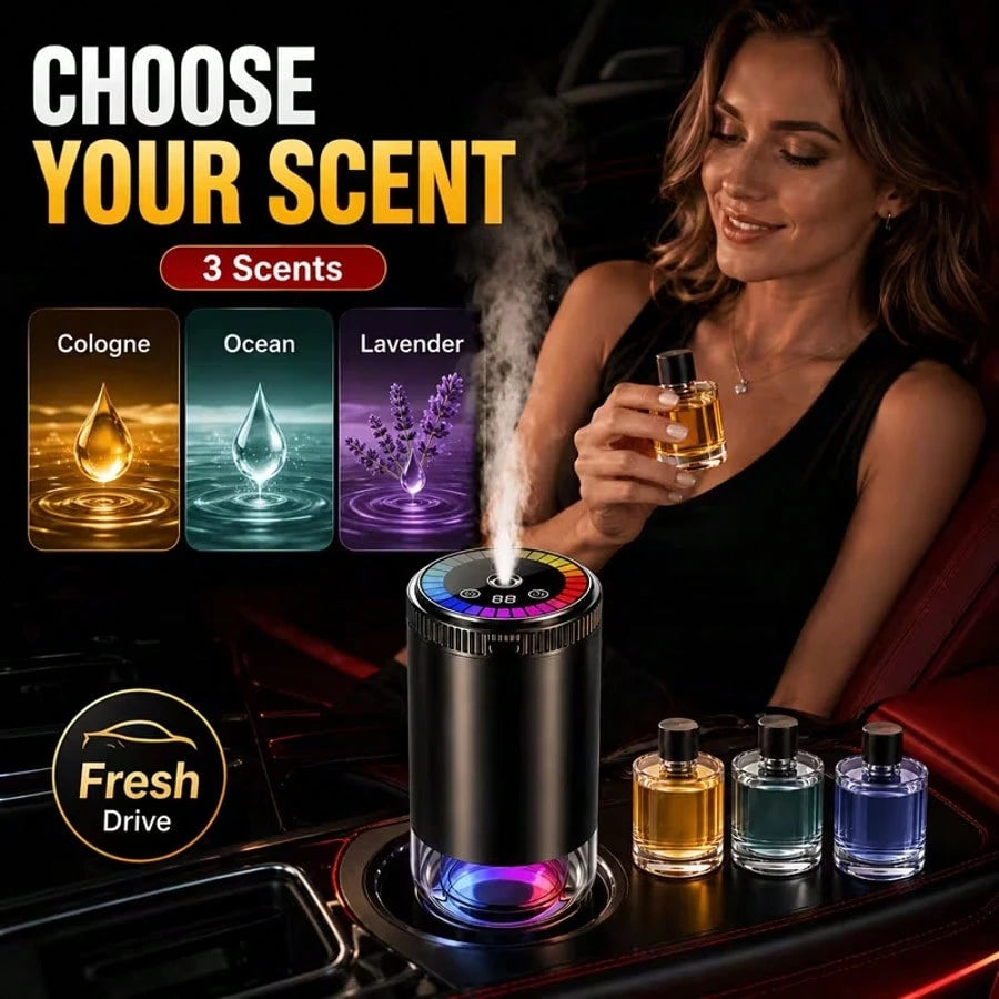 Colorful Music-Synced Car Essential Oil Humidifier Diffuser, Ultrasonic Wide-Angle All-Around Car Mist, Starry Sky Projection Light, Automatic Start And Stop, Three Adjustable Mist Levels, High-Qualit