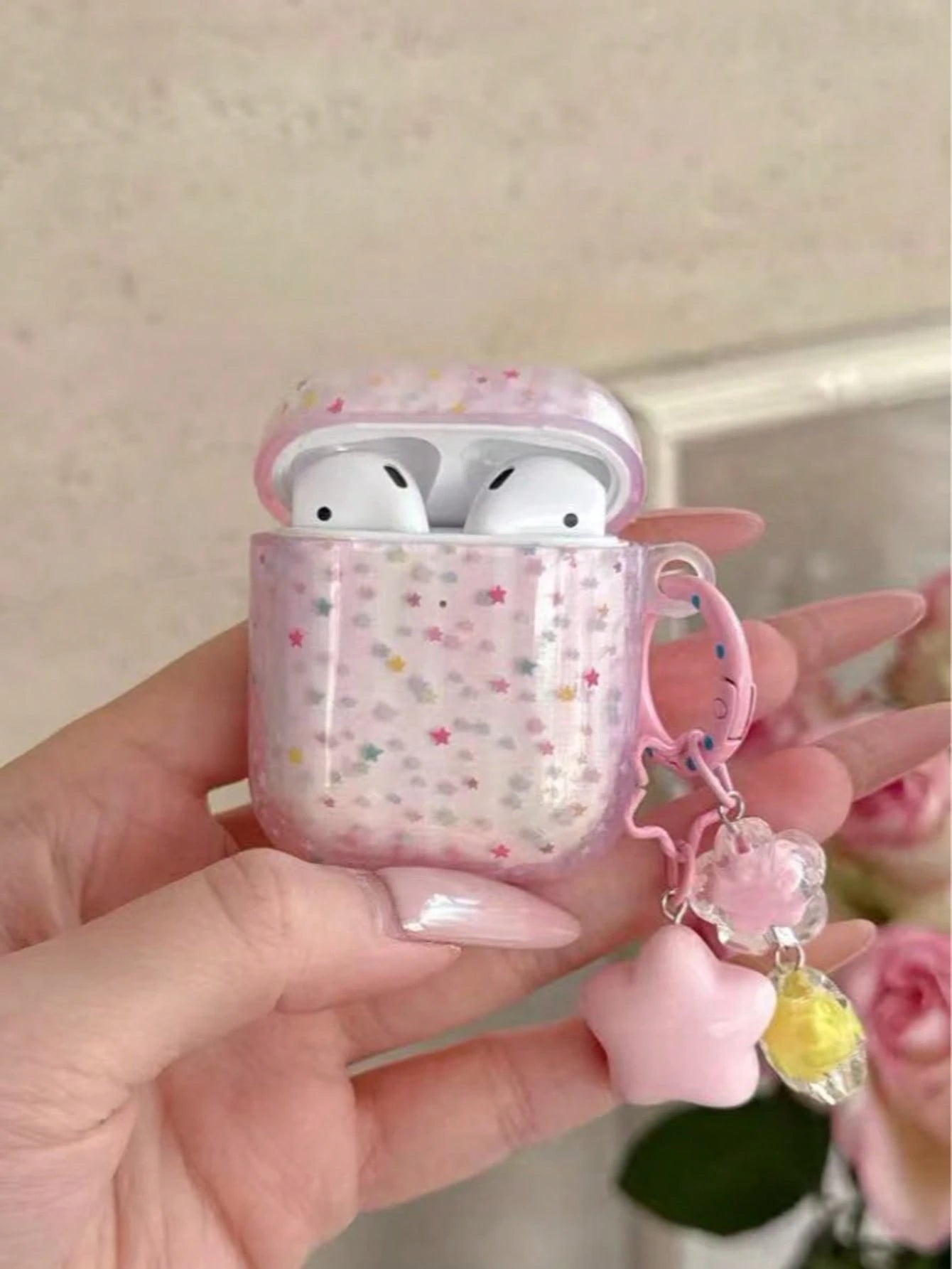 Colorful Star Decor 4/ Pro 3/ 2 Wireless Bluetooth Earphone Case, Soft Full Coverage Protective Cover For Girls