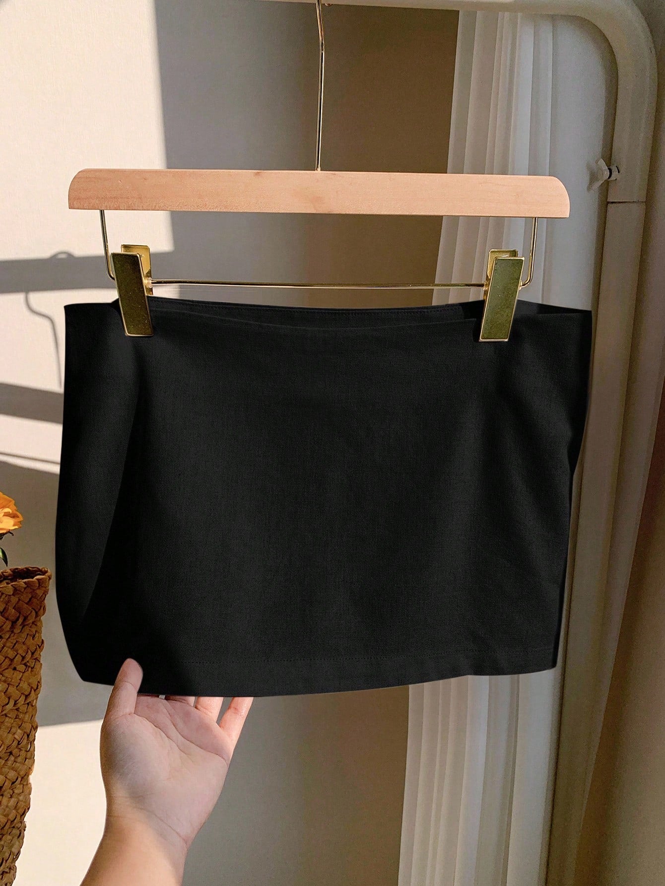 Comfortcana Autumn Linen Mini Low Waist Skirt Work Black Basic