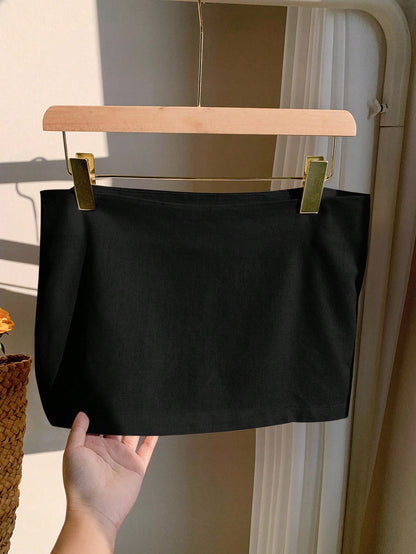 Comfortcana Autumn Linen Mini Low Waist Skirt Work Black Basic