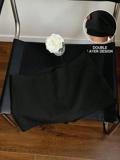 Comfortcana Autumn Linen Mini Low Waist Skirt Work Black Basic