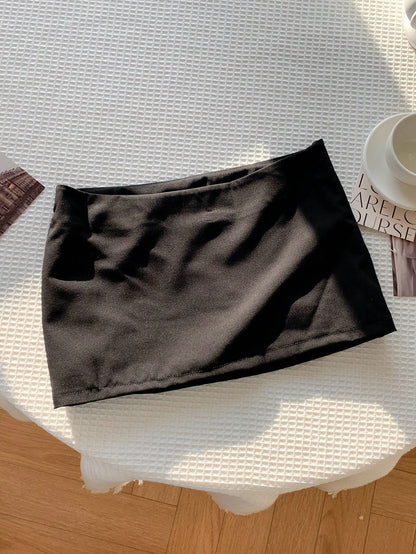 Comfortcana Ladies' Summer Casual Solid Color Low Waist Mini Skirt