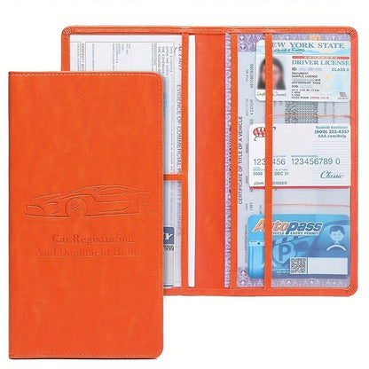 [Compact PVC Card Holder] Compact PVC Car Registration & Insurance Card Holder With Magnetic Buckle| Multi-Compartment Design For Driver's License & Vehicle Cards| Portable Glove Box Storage Box