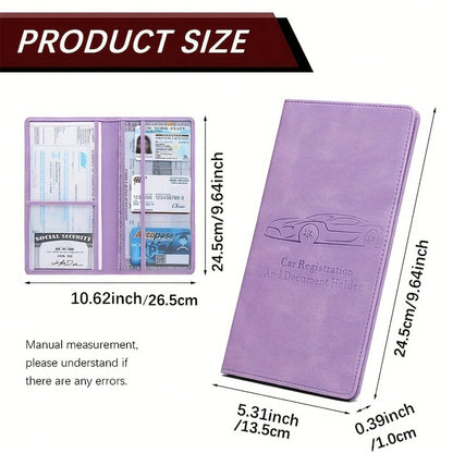 [Compact PVC Card Holder] Compact PVC Car Registration & Insurance Card Holder With Magnetic Buckle| Multi-Compartment Design For Driver's License & Vehicle Cards| Portable Glove Box Storage Box