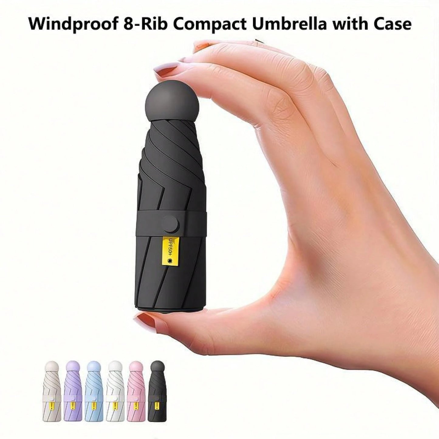 Compact Umbrella With Case| UPF 50+ Sun Defense, Lightweight, 6 Reinforced Ribs| Tiny Pocket Umbrella For Purse Or Bag, Women Kids,Travel, Outdoor