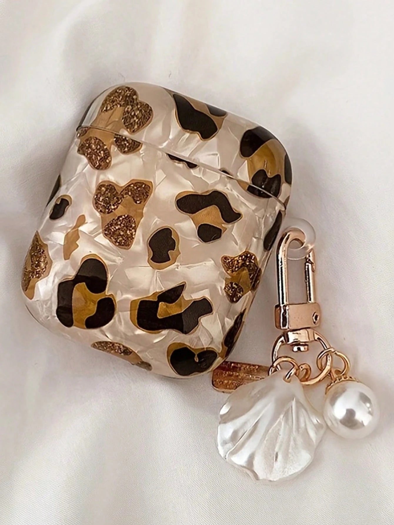 Compatible With AirPods 4 Pro 3 Protective Case Shell Pattern Leopard Print Gold Apple Bluetooth Earphone Case With Keychain For AirPods 1/2 Soft Shell For AirPods Pro 2 3rd Generation Earphone Case
