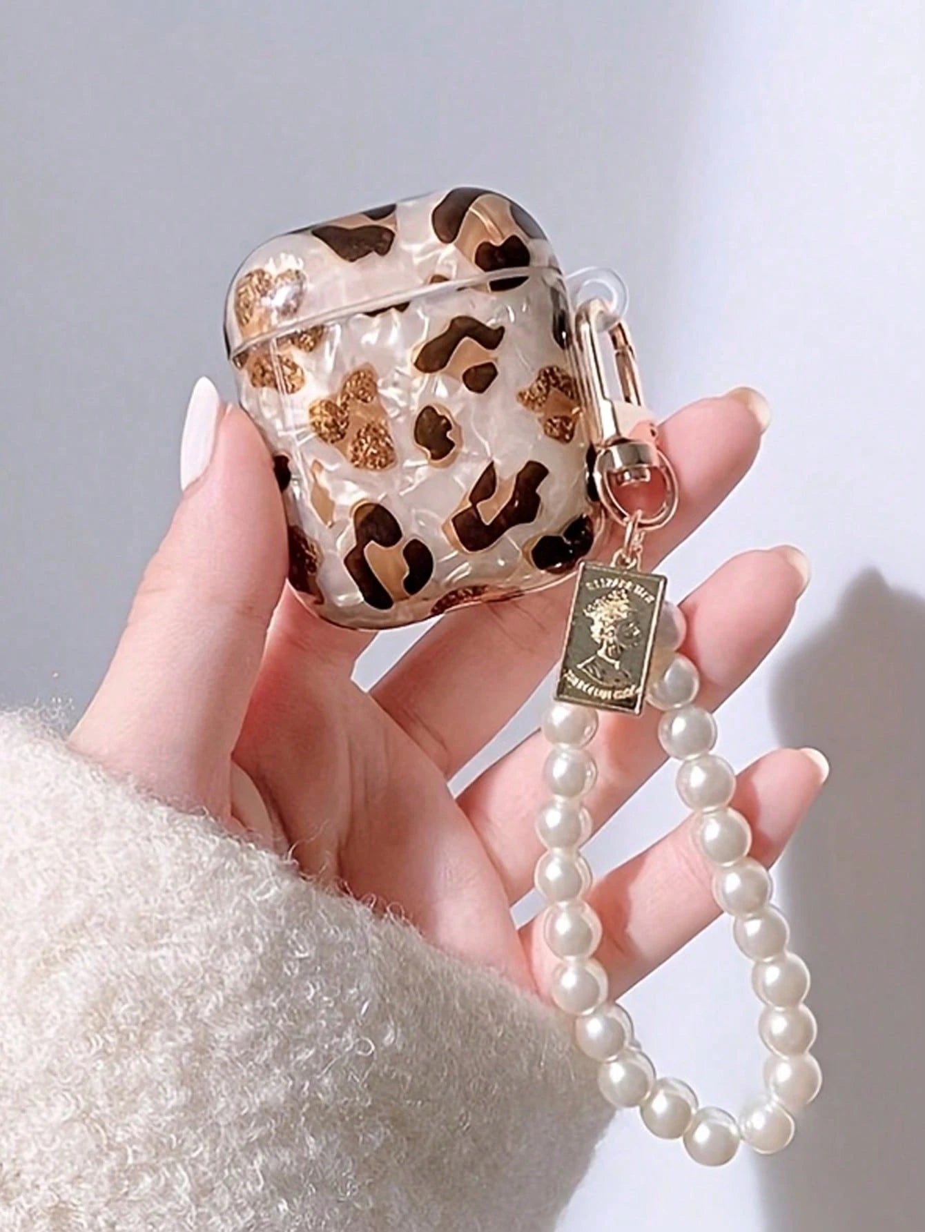 Compatible With AirPods 4 Pro 3 Protective Case Shell Pattern Leopard Print Gold Apple Bluetooth Earphone Case With Keychain For AirPods 1/2 Soft Shell For AirPods Pro 2 3rd Generation Earphone Case