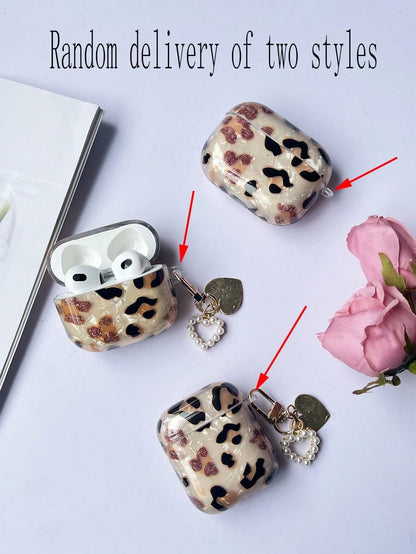 Compatible With AirPods 4 Pro 3 Protective Case Shell Pattern Leopard Print Gold Apple Bluetooth Earphone Case With Keychain For AirPods 1/2 Soft Shell For AirPods Pro 2 3rd Generation Earphone Case