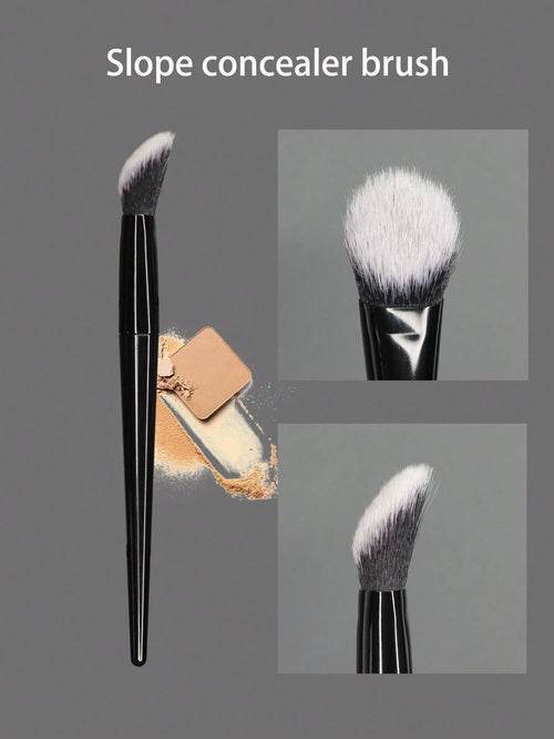Contour Concealer Brush With Slanted Angled Ferrule And Large Curved Bristles, Available In 3 Colors. The Angled And Curved Design Effectively Fits The Contours Of The Face For Efficient Concealing.,F