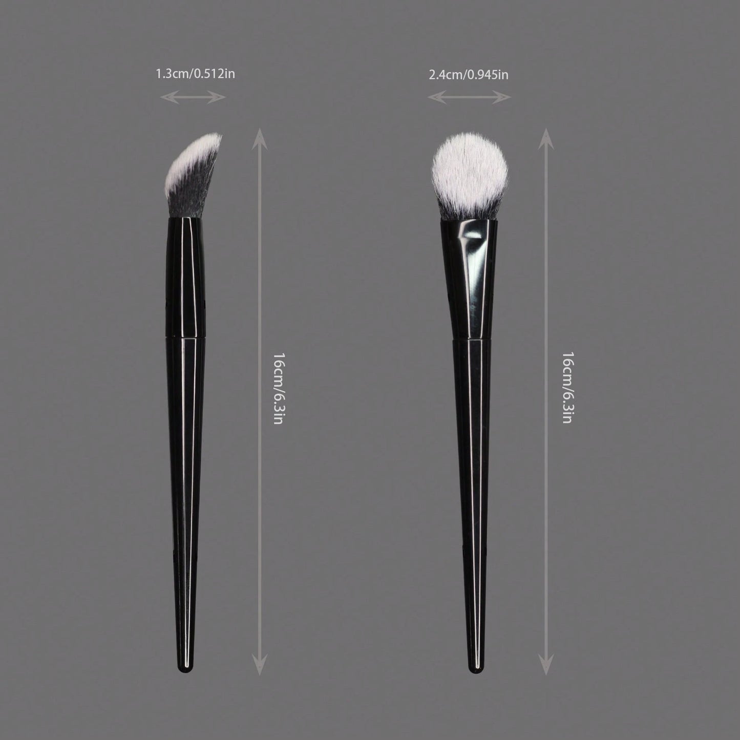 Contour Concealer Brush With Slanted Angled Ferrule And Large Curved Bristles, Available In 3 Colors. The Angled And Curved Design Effectively Fits The Contours Of The Face For Efficient Concealing.,F