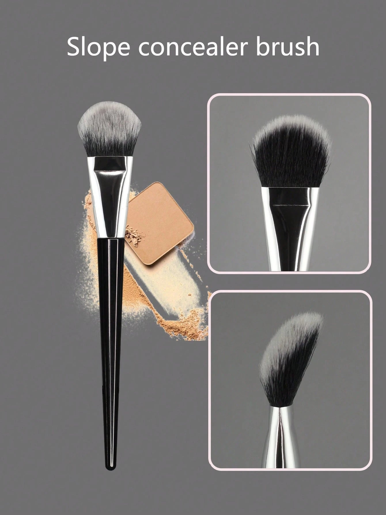 Contour Concealer Brush With Slanted Angled Ferrule And Large Curved Bristles, Available In 3 Colors. The Angled And Curved Design Effectively Fits The Contours Of The Face For Efficient Concealing.,F