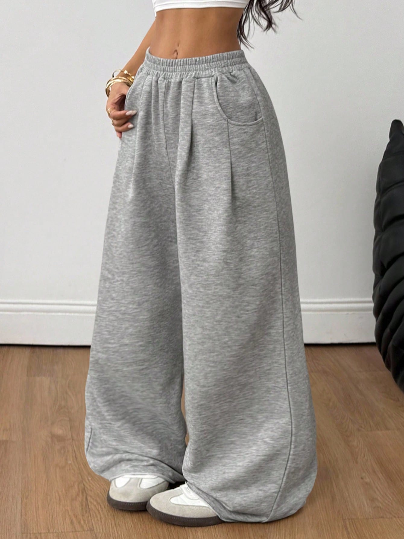 Coolane Autumn For Women Streetwear Elegant Sporty Going Out Airport Gym Y2K Casual Daily Wear Sportswear Grey Graphic Wide Leg Pants Back-To-School