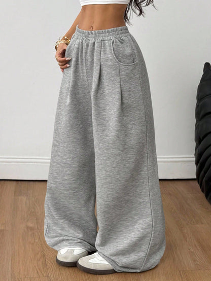 Coolane Autumn For Women Streetwear Elegant Sporty Going Out Airport Gym Y2K Casual Daily Wear Sportswear Grey Graphic Wide Leg Pants Back-To-School