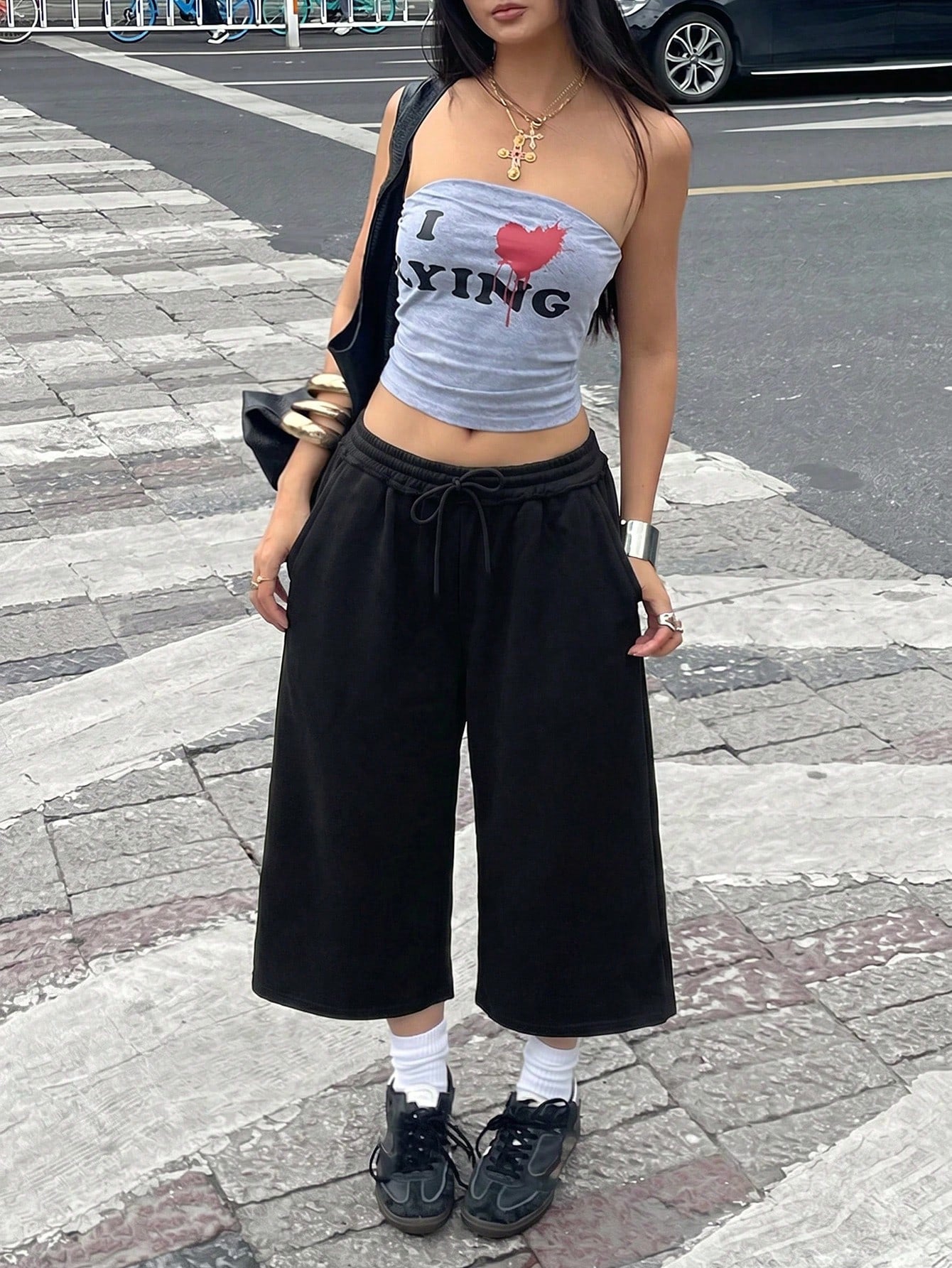 Coolane Summer Outfits For Women Streetwear Casual Vintage Sportswear Going Out Black Shorts,For Sporty,Gym,Run