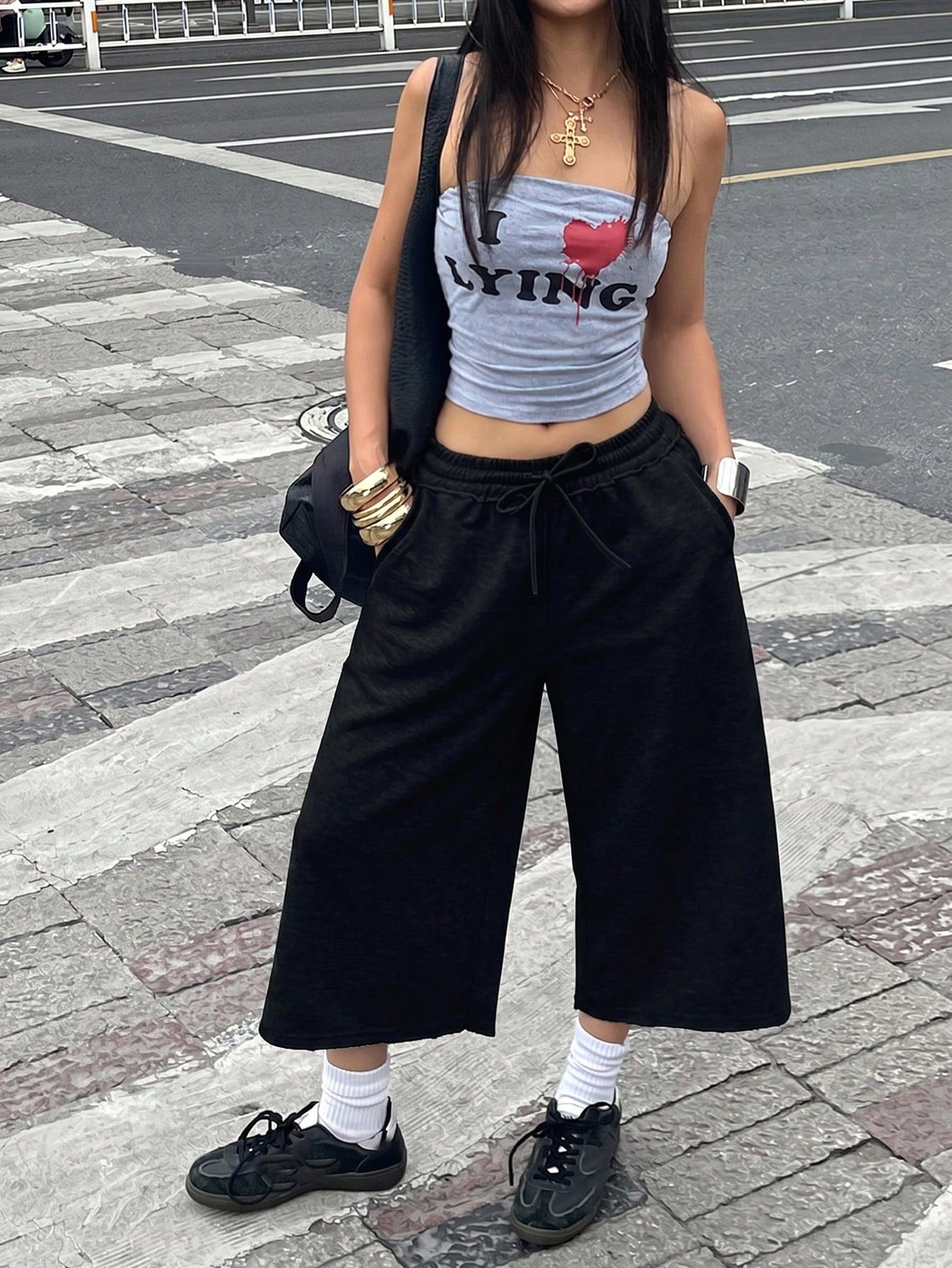 Coolane Summer Outfits For Women Streetwear Casual Vintage Sportswear Going Out Black Shorts,For Sporty,Gym,Run