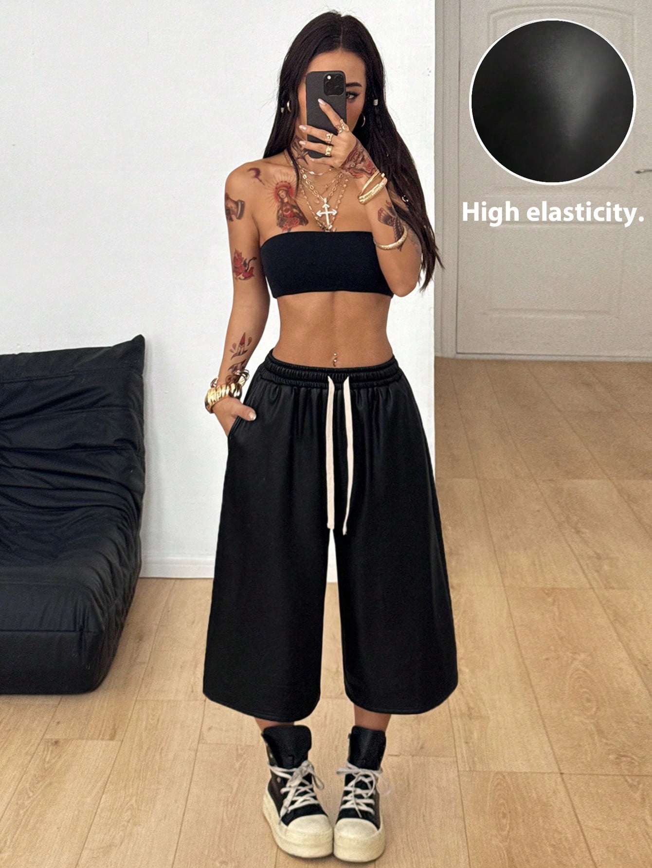 Coolane Summer Outfits For Women Streetwear Casual Vintage Sportswear Going Out Black Shorts,For Sporty,Gym,Run