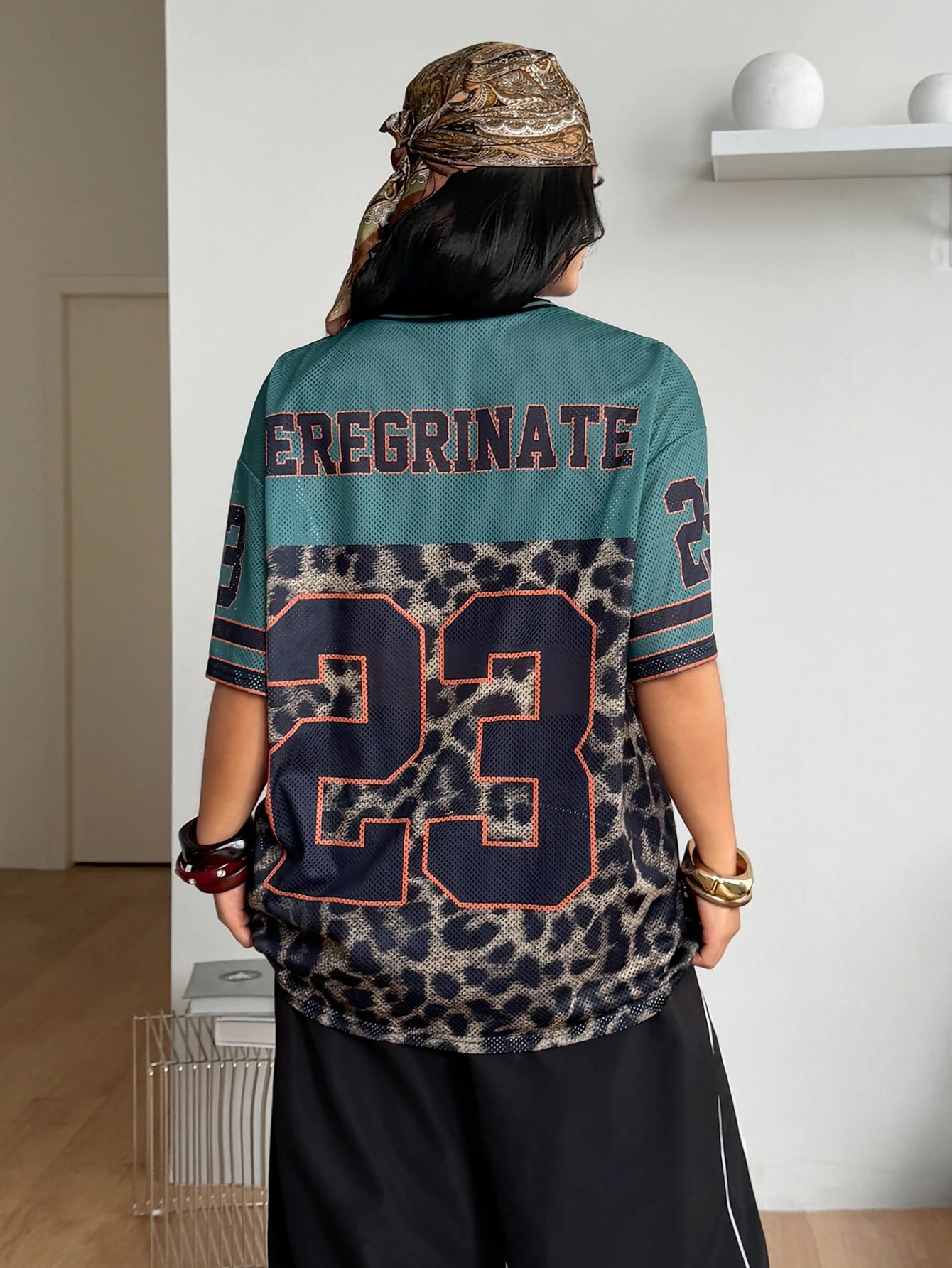 Coolane Women's Men's Plus Size Summer Fall Streetwear Vintage Game Day Graduation Casual Mesh Oversized Leopard Print Green V-Neck Baseball Jersey T-Shirt