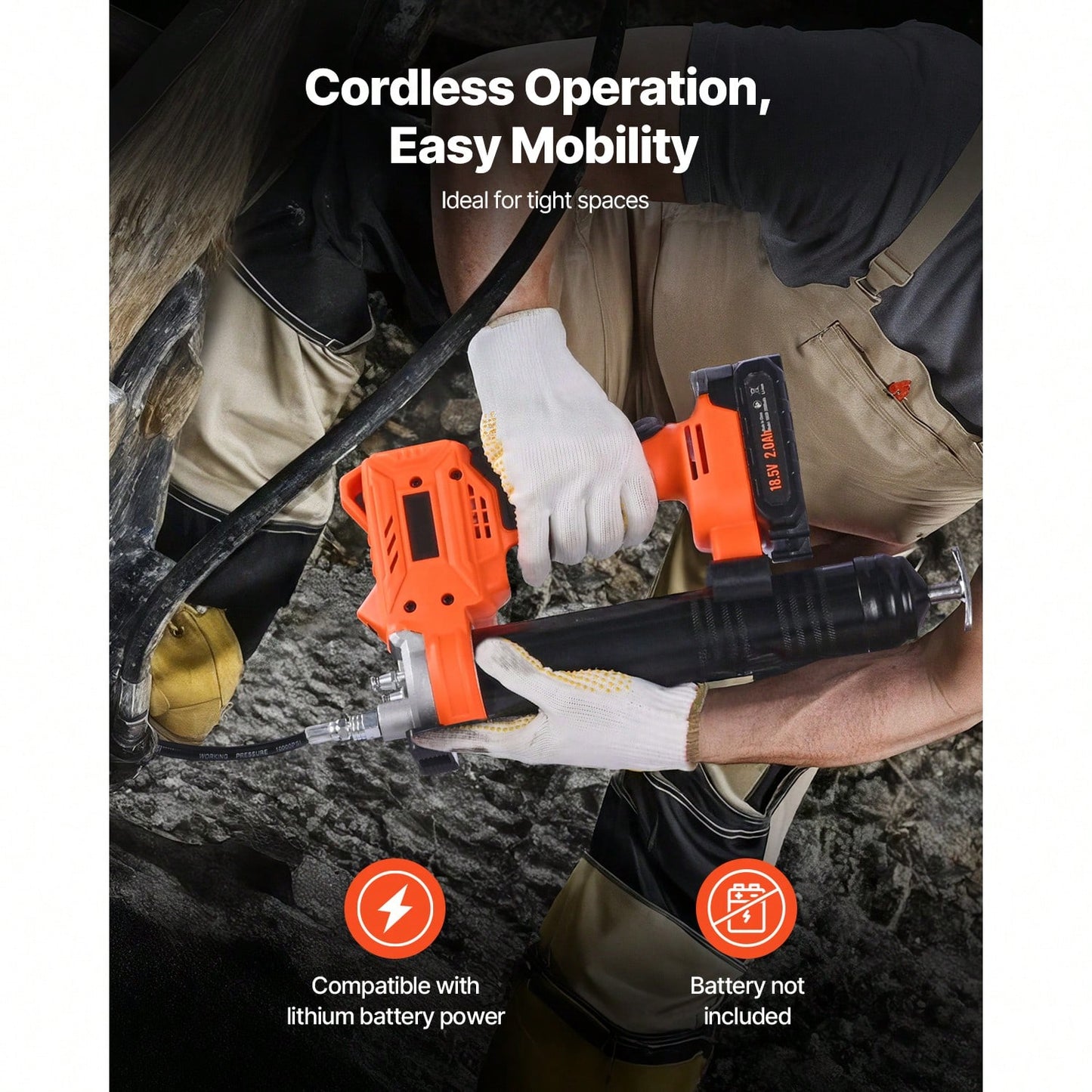 Cordless Grease Gun, 8000 PSI Max Pressure, Battery Operated Grease Gun With LED Light & 35.4-Inch Long Hose, Compatible With 18V Makita Batteries, For Greasing Vehicles Or Machines(Tool Only)
