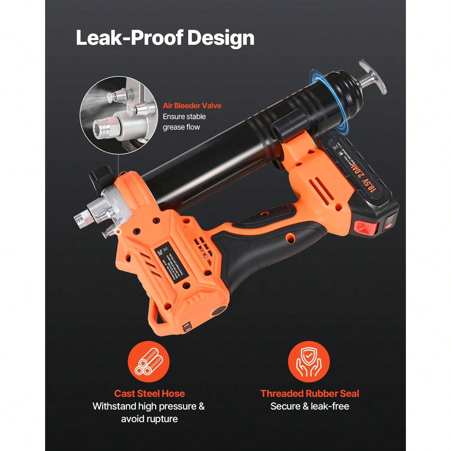 Cordless Grease Gun, 8000 PSI Max Pressure, Battery Operated Grease Gun With LED Light & 35.4-Inch Long Hose, Compatible With 18V Makita Batteries, For Greasing Vehicles Or Machines(Tool Only)