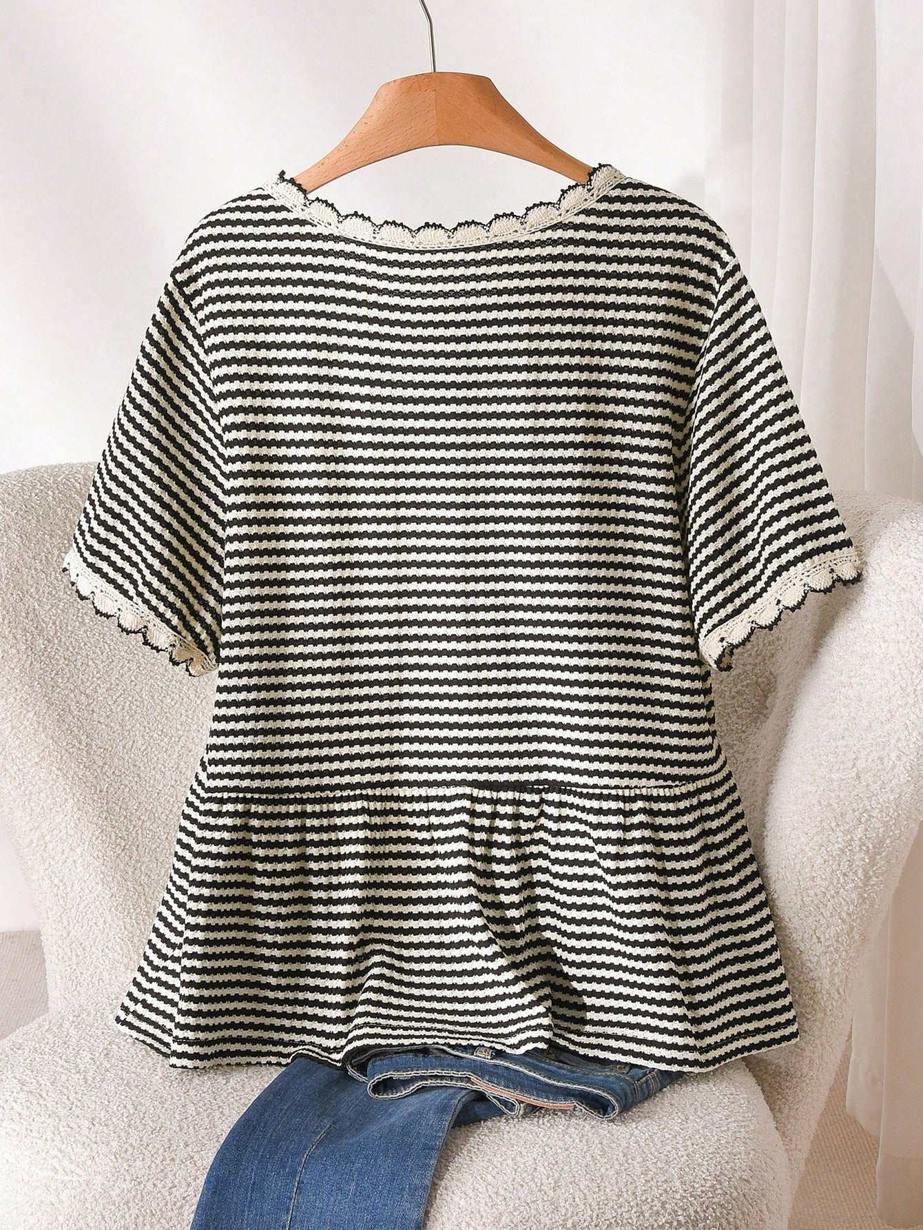 CosyJoli Plus Size Women Black And White Loose Short Sleeve Top, Casual Frenchy Elegant Women Clothing, Going Out Office Concert Tops Summer