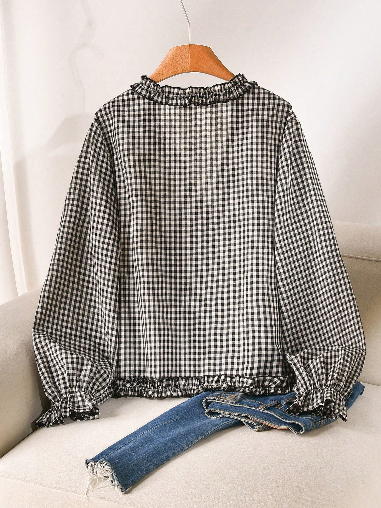 CosyJoli Plus Size Women's Plaid Casual Versatile Everyday Outing Shirt Casual Daily Going Out Blouse For Women Fall/Winter Casual Back To School Blouse Women