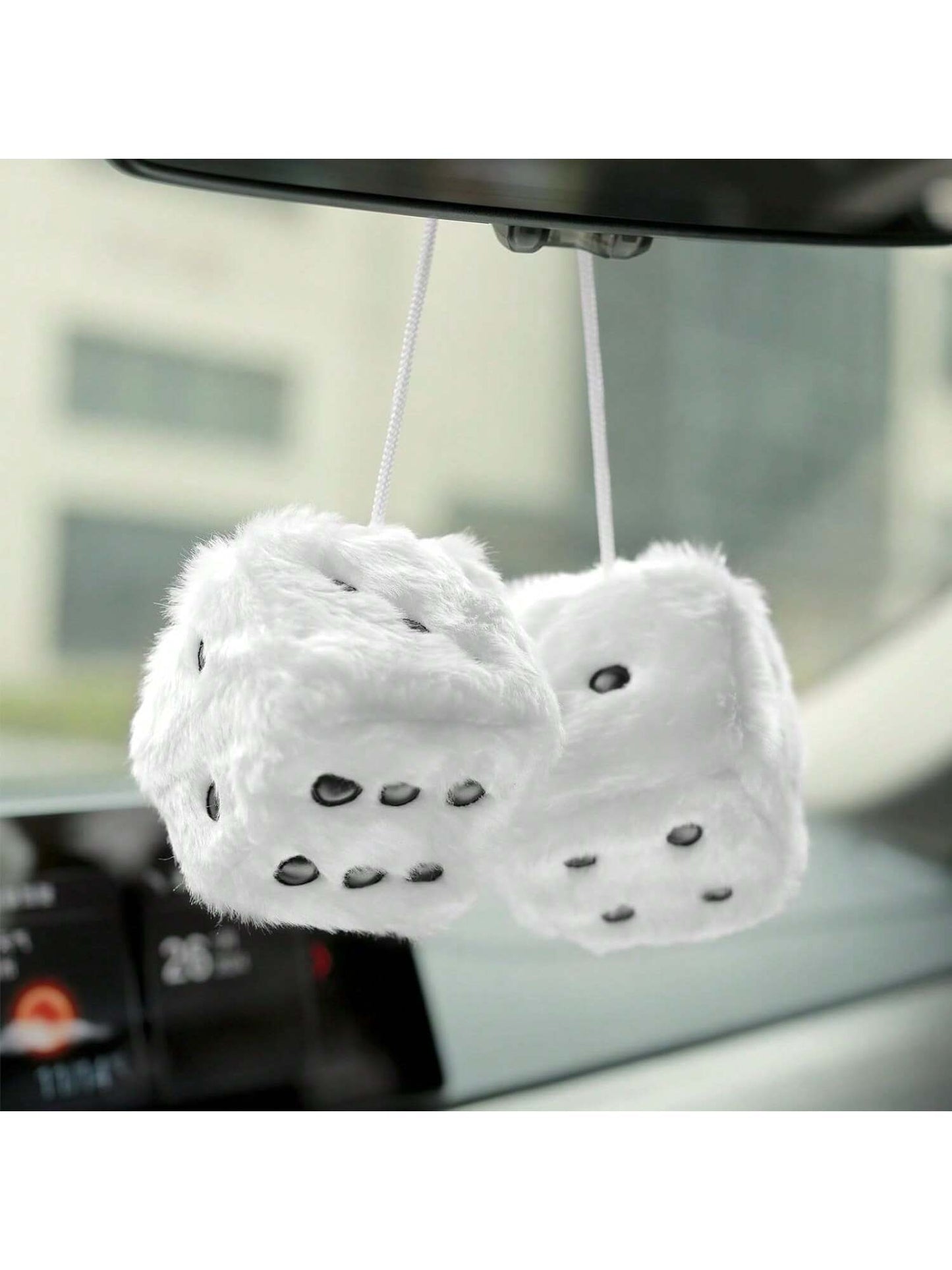 Couple Fuzzy Dice With Leather Dots Retro Car Mirror Hanging Accessories For Car Decoration