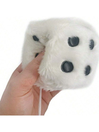 Couple Fuzzy Dice With Leather Dots Retro Car Mirror Hanging Accessories For Car Decoration