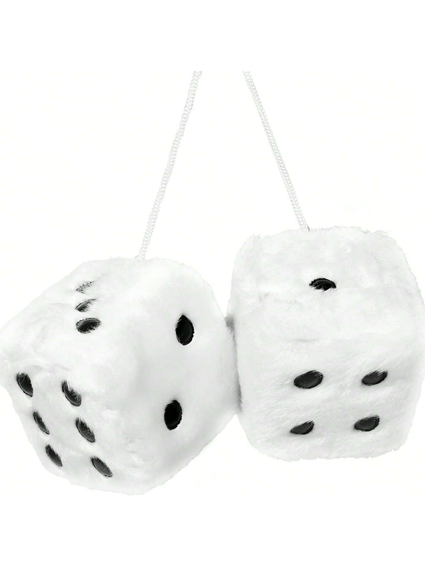 Couple Fuzzy Dice With Leather Dots Retro Car Mirror Hanging Accessories For Car Decoration