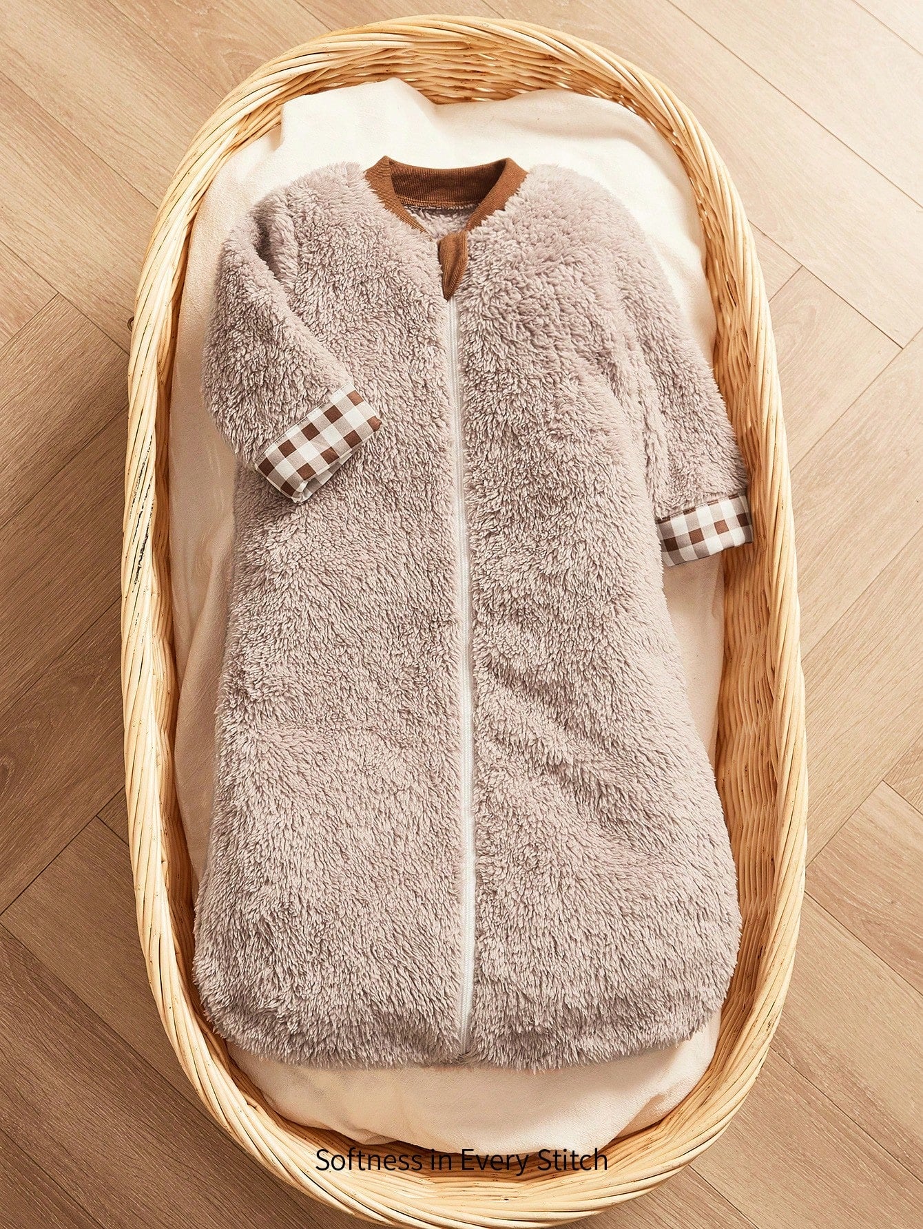 Cozy Pixies 1pc Baby Sleeping Bag, Thick Double-Sided Fleece, Long Sleeve With Ruffle Cuffs, Suitable For Newborns
