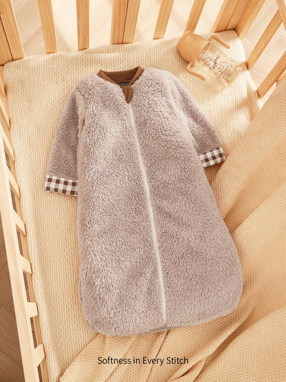 Cozy Pixies 1pc Baby Sleeping Bag, Thick Double-Sided Fleece, Long Sleeve With Ruffle Cuffs, Suitable For Newborns