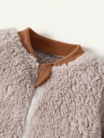Cozy Pixies 1pc Baby Sleeping Bag, Thick Double-Sided Fleece, Long Sleeve With Ruffle Cuffs, Suitable For Newborns