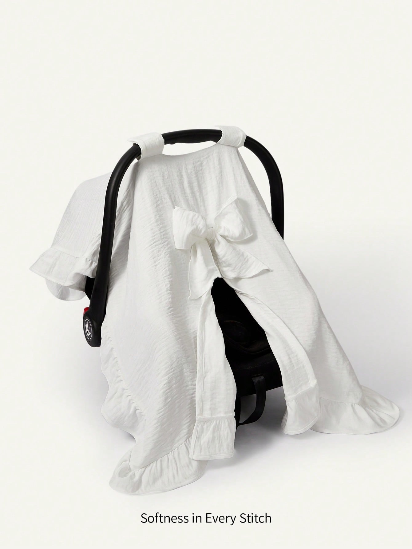 Cozy Pixies 1pc Stroller Cover, White Lace Bow Decor, Outdoor Sun Protection,, Anti-Mosquito, For Baby Stroller