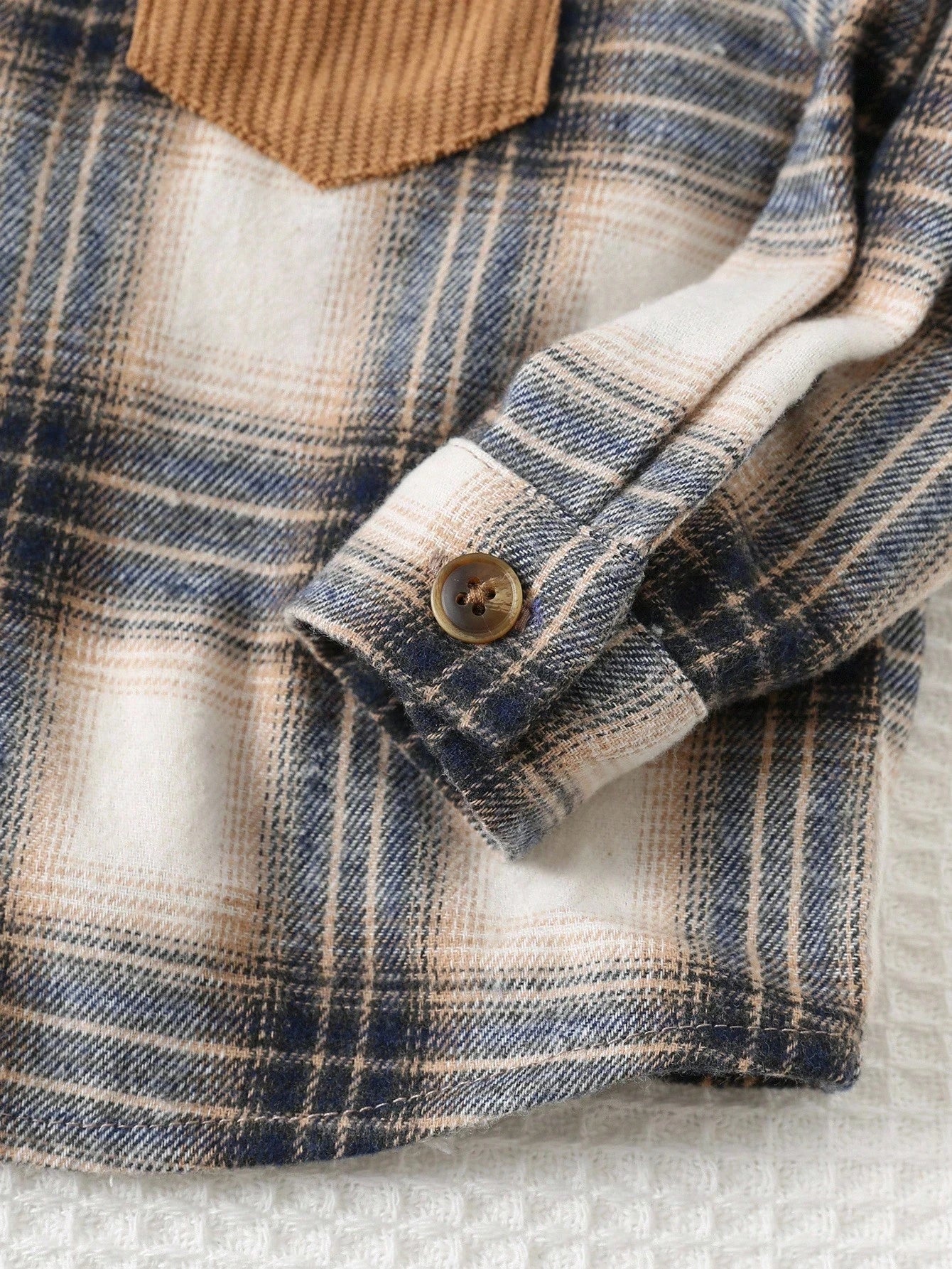 Cozy Pixies 2pcs Baby Boy Colorful Plaid Collar Contrast Pocket Long Sleeve Cardigan & Solid Elastic Waist Ankle Pants Set