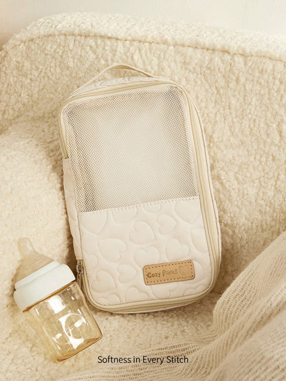 Cozy Pixies Beige Baby Diaper Bag, For Diaper And Outfit Storage, Can Be Placed In Mommy Bag