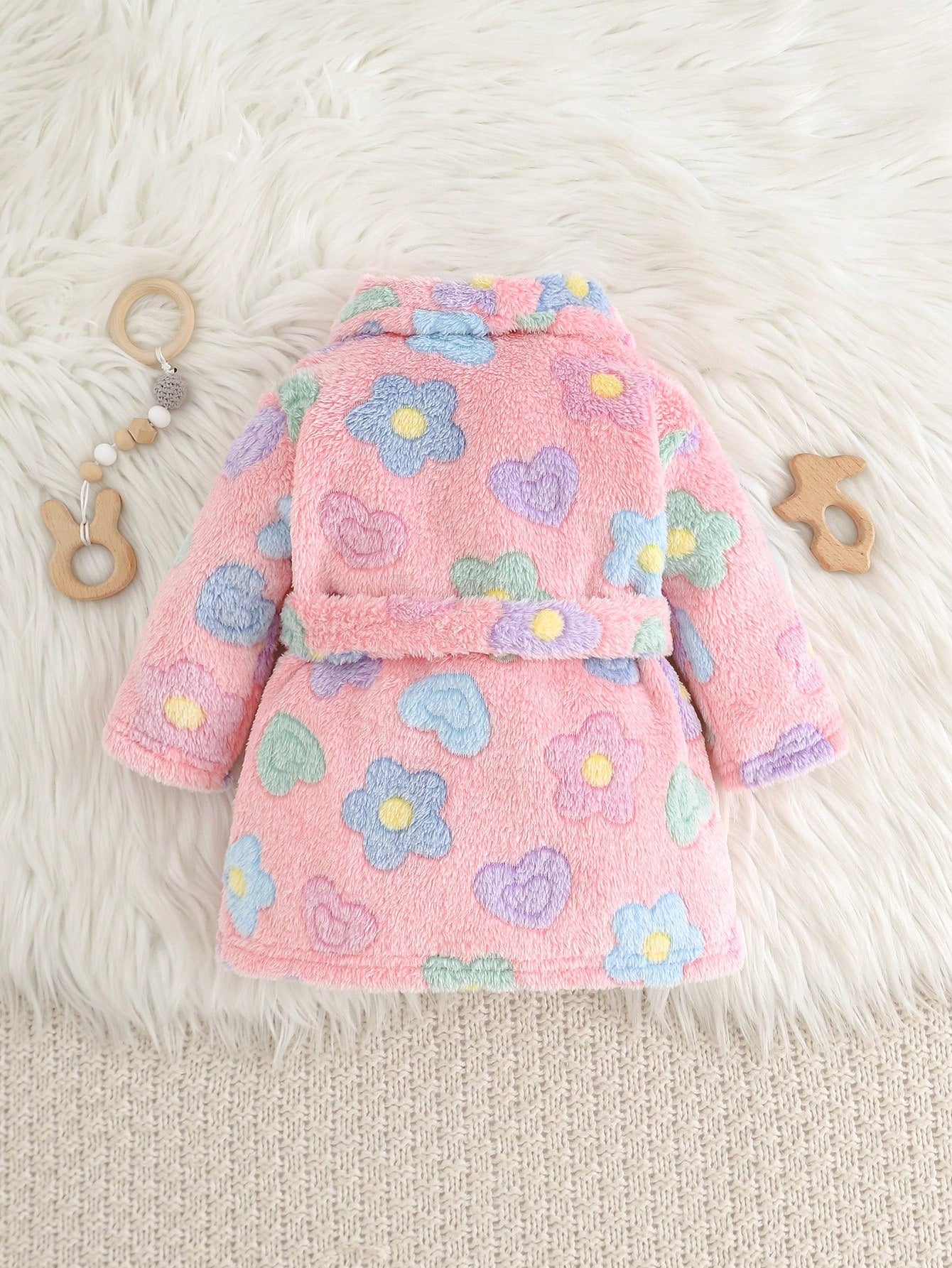 Cozy Pixies Newborn Baby Girl Thermal Lined Thick Crew Neck Long Sleeve Tie Front Robe, Versatile And Comfortable Autumn Winter