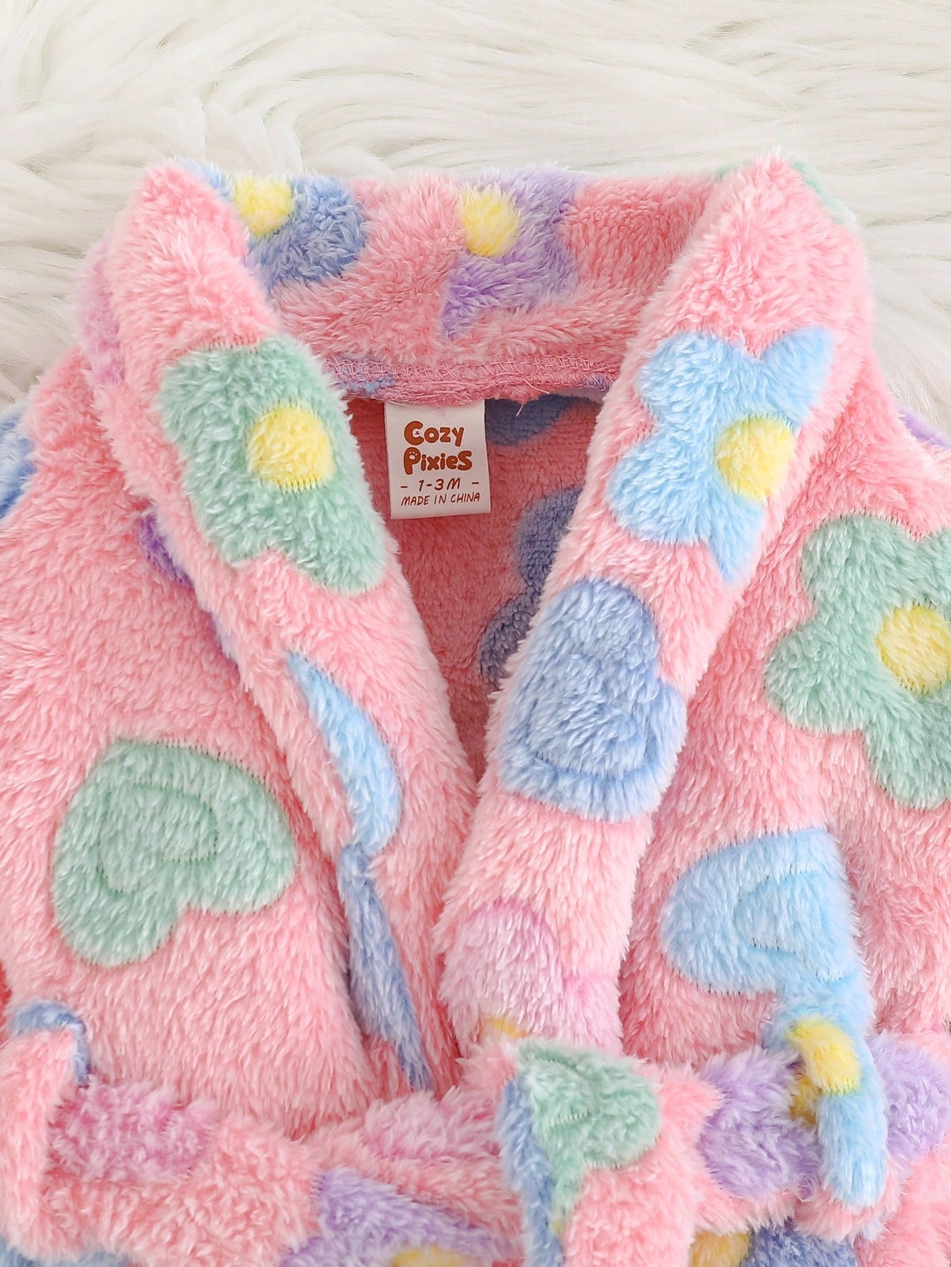 Cozy Pixies Newborn Baby Girl Thermal Lined Thick Crew Neck Long Sleeve Tie Front Robe, Versatile And Comfortable Autumn Winter