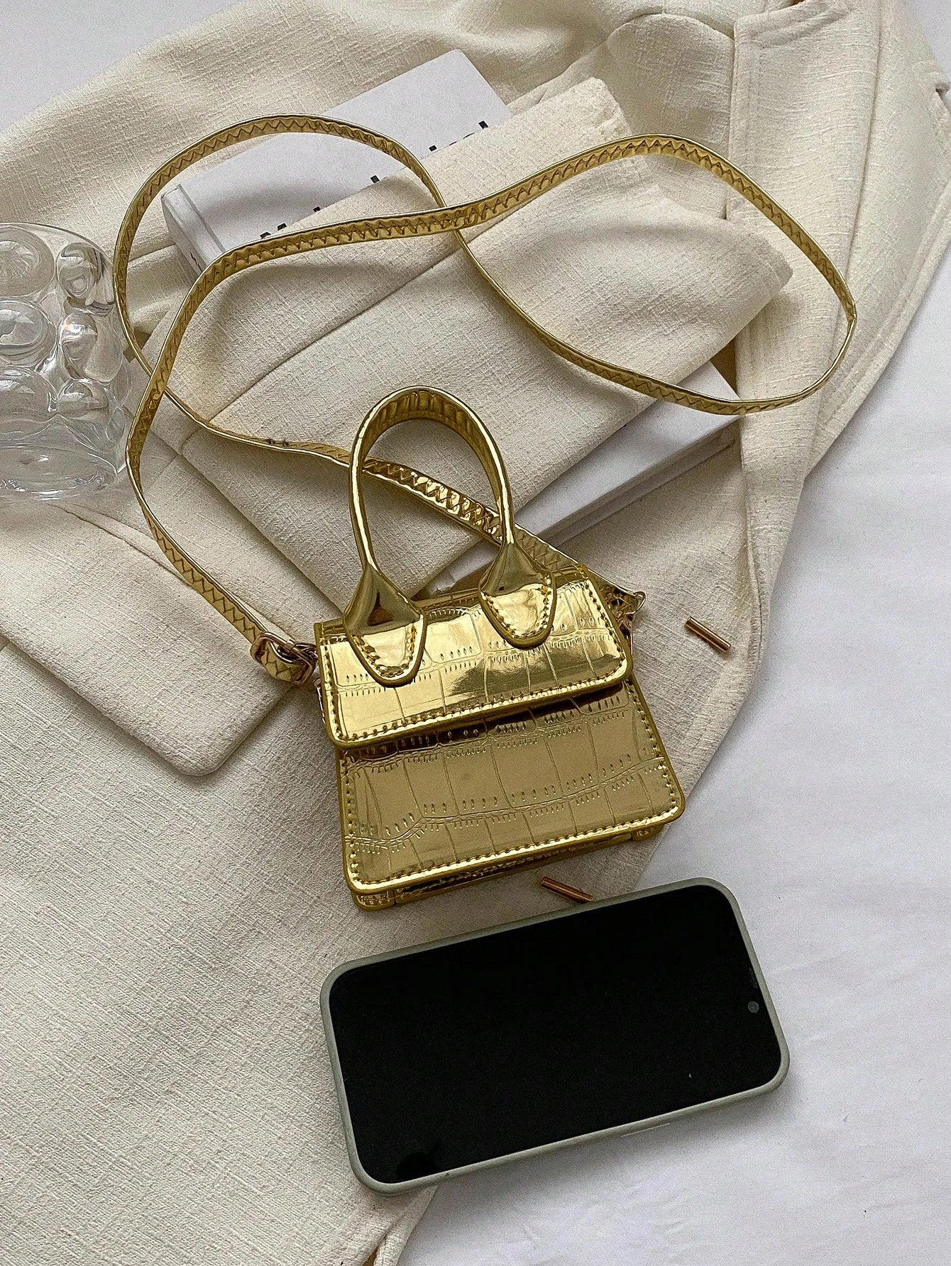 Crocodile Pattern Mini Handbag, Crossbody Bag
