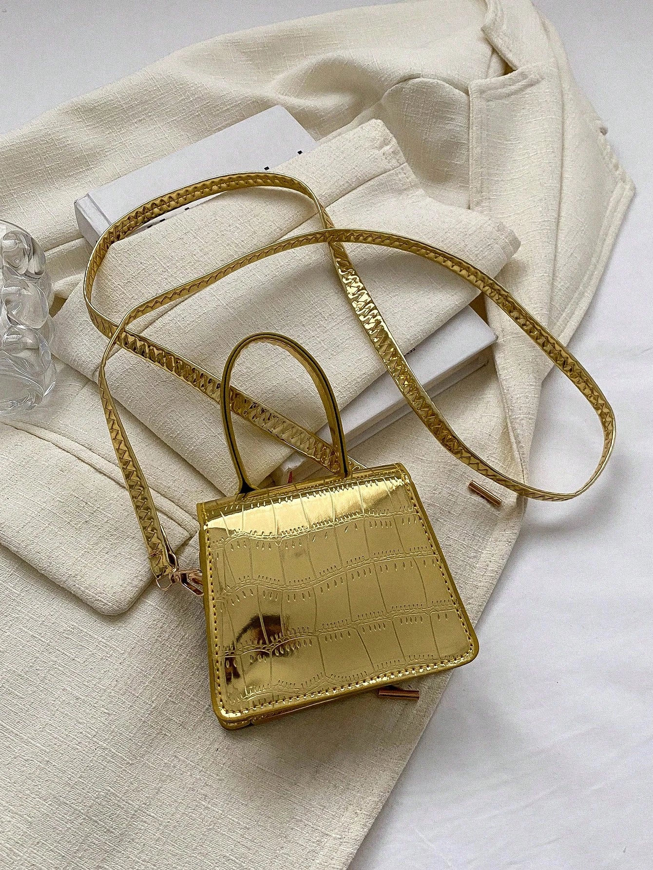 Crocodile Pattern Mini Handbag, Crossbody Bag