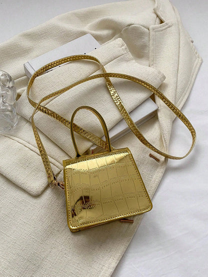Crocodile Pattern Mini Handbag, Crossbody Bag
