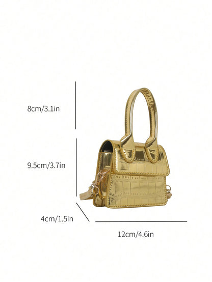 Crocodile Pattern Mini Handbag, Crossbody Bag