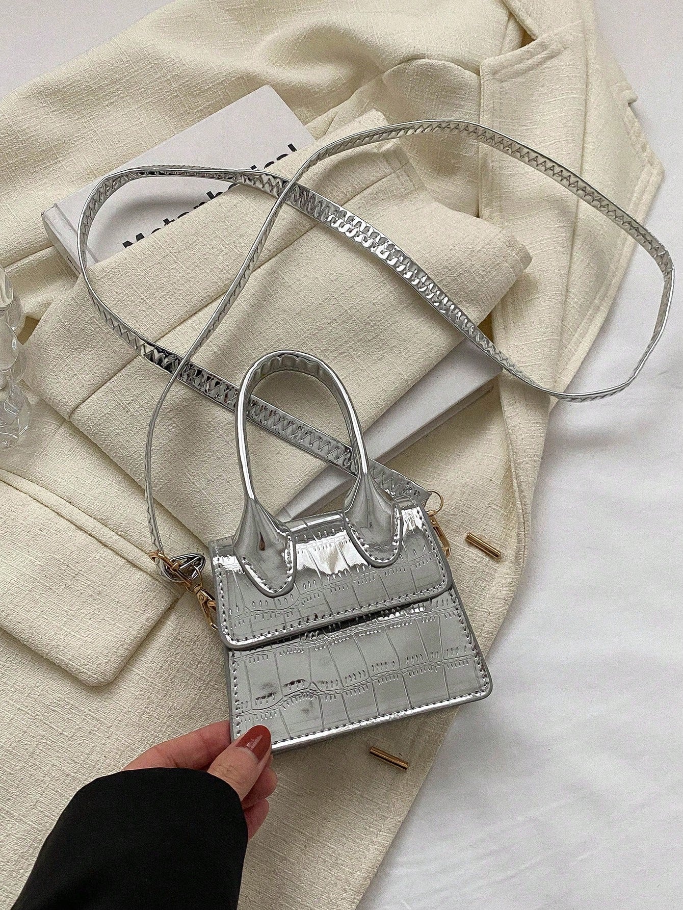 Crocodile Pattern Mini Handbag, Crossbody Bag